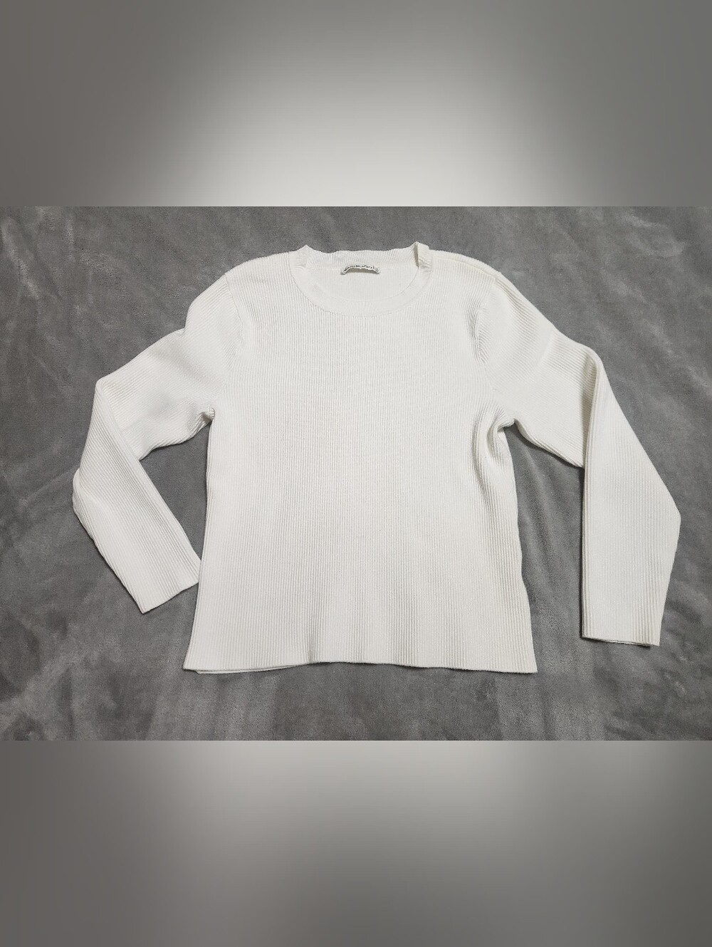 Abercrombie & Fitch White Ribbed Knit Long Sleeve Crewneck Top XXL